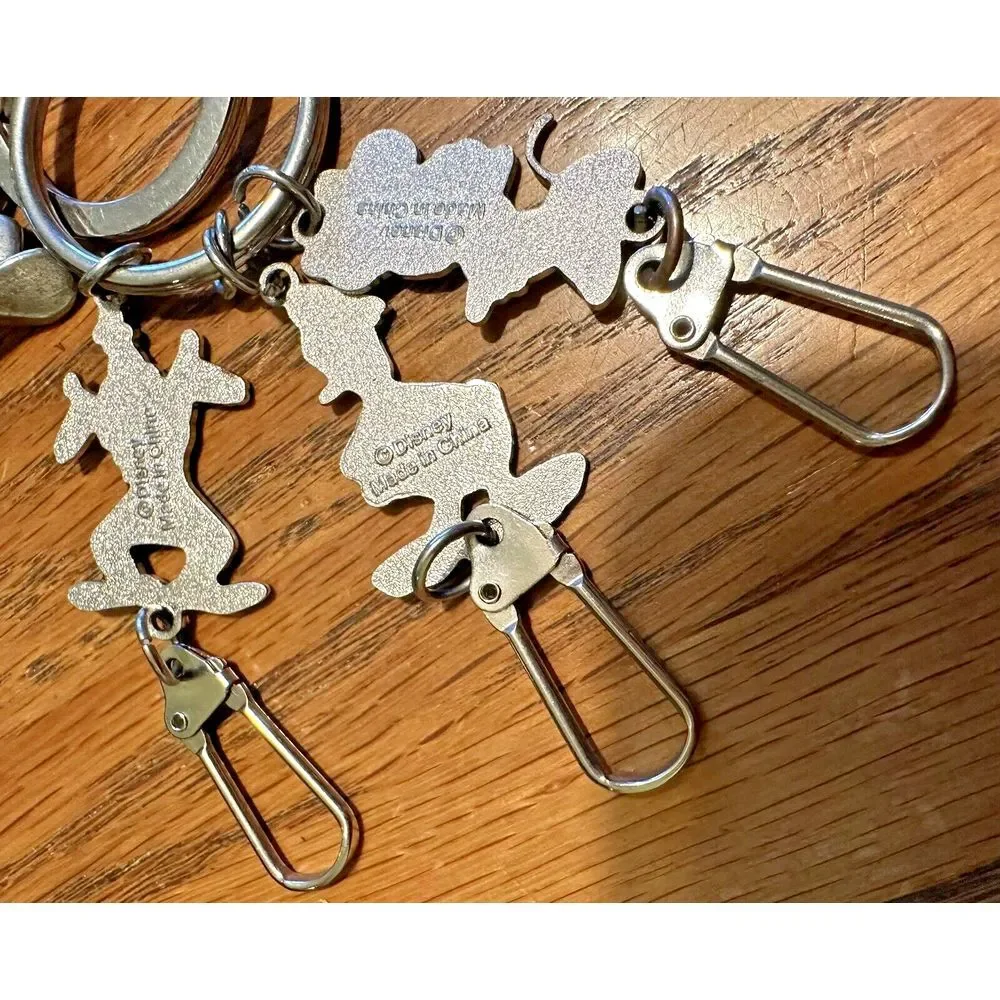 Disney Characters Keychain Metal & Enamel Mickey Head Split Ring w 3 Characters